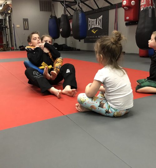 Kids learning how to grappel